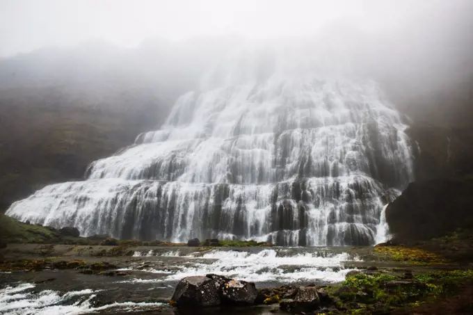 Baejarfoss, Bæjarfoss waterfalls, Iceland, Scandinavia, Europe