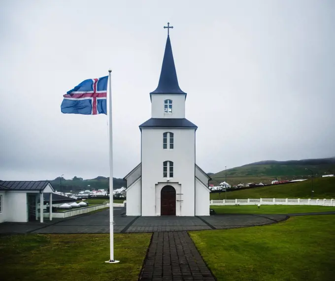 Church on Vestmannaeyjar, Heimaey island, Westman islands, Iceland, Scandinavia, Europe