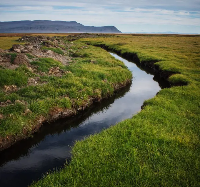 Stream running through the Westfjords, Iceland, Scandinavia, Europe