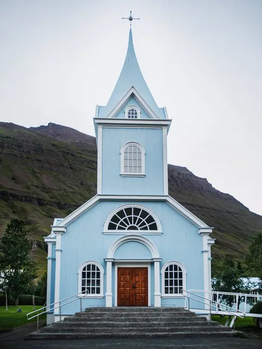 seydisfjardarkirkja church in the town of Seydisfjordur, seyðisfjörður, Iceland, Scandinavia, Europe