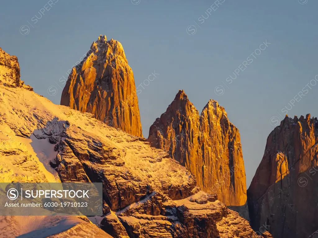Towers at Sunrise, Torres del Paine National Park, Patagonia, Chile