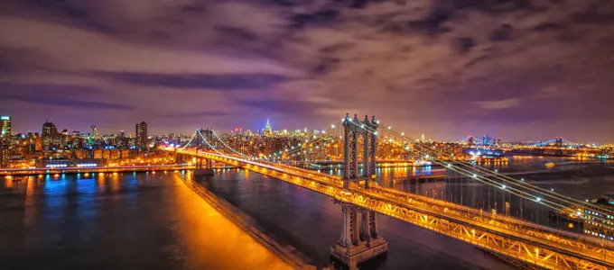New York City - Manhattan Bridge, Brooklyn Bridge, Flatiron Building, Central Park...  