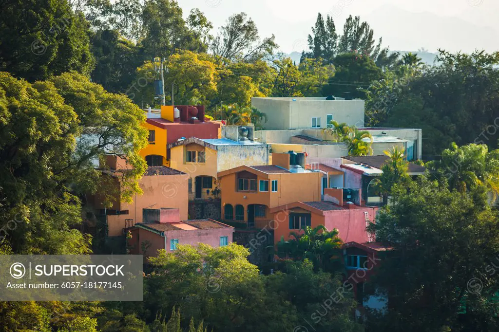 Beautiful Cuernavaca city landscape with colored houses
