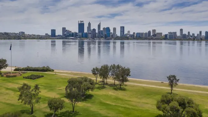 Aerial view of the city of Perth in Western Australia