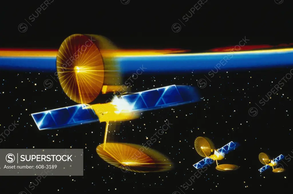 Satellites orbiting in space