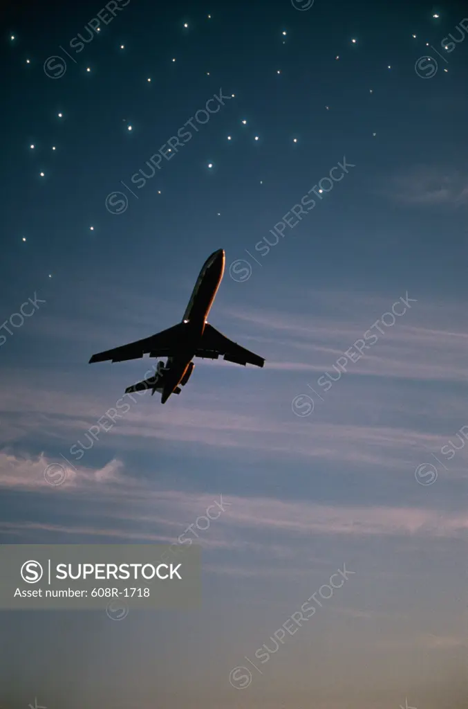Low angle view of an airplane flying in the sky