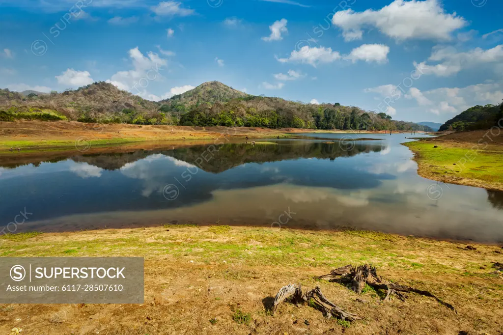 Periyar lake in Periyar wildlife sanctuary, Kumily, Kerala, India