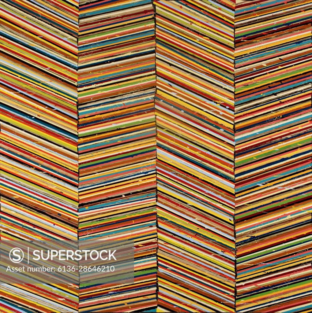 Lines in various colors are stacked against each other and move in formation creating angles that are visually delightful. 