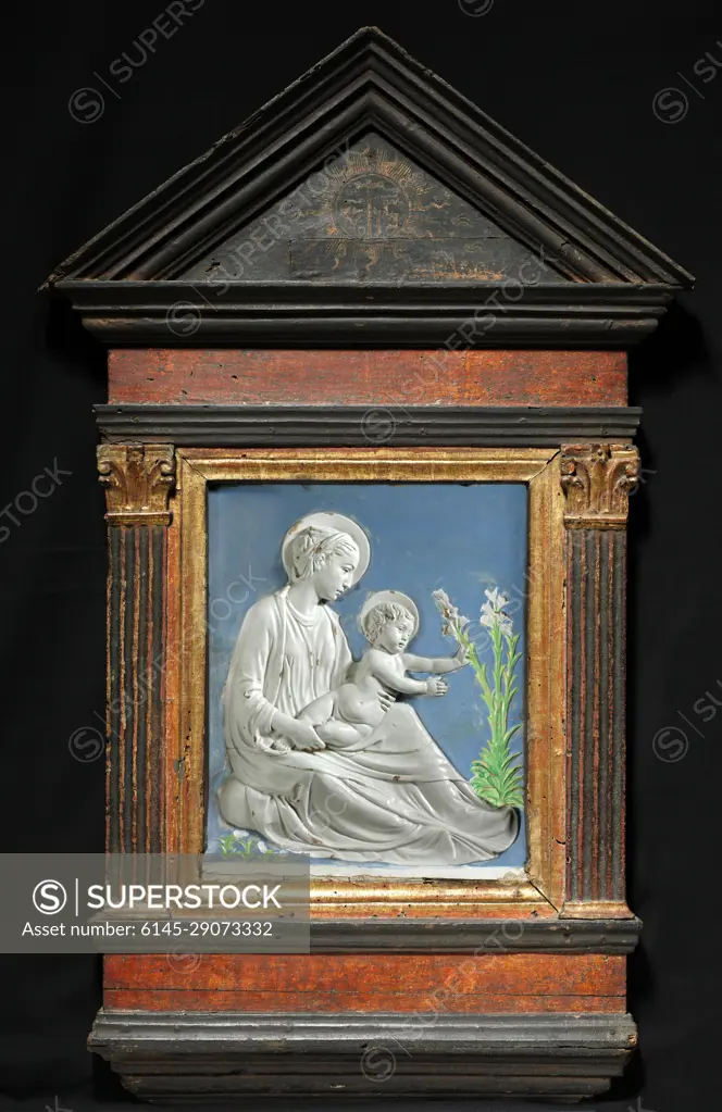 Madonna and Child, c. 1460-1470. Luca della Robbia (Italian, 1400 -1482). Glazed terracotta; overall: 111.2 cm (43 3/4 in.).