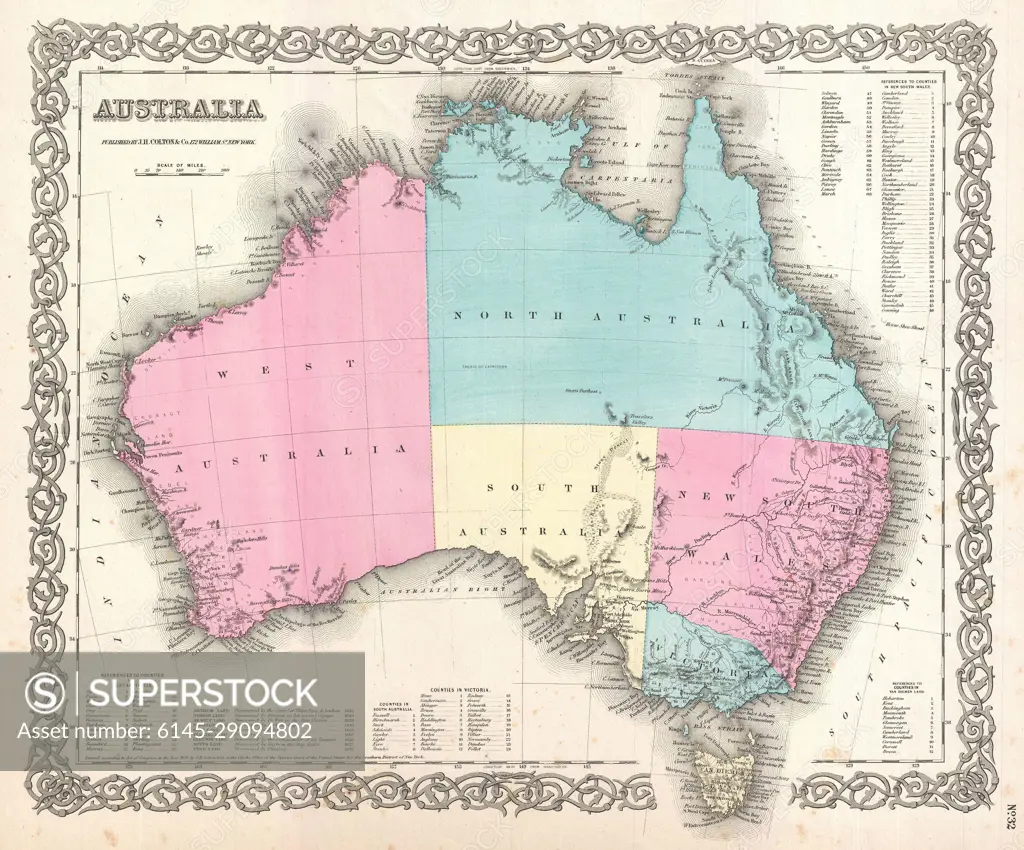 1855 Colton Map of Australia