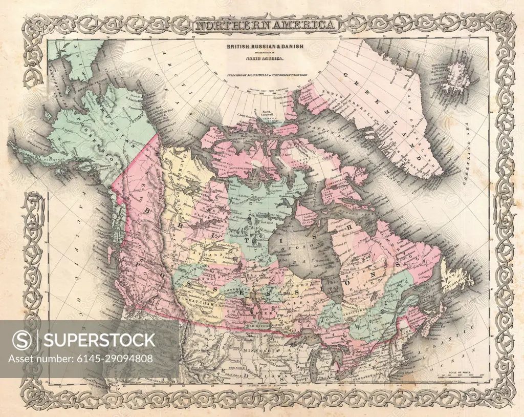 1855 Colton Map of British North America or Canada