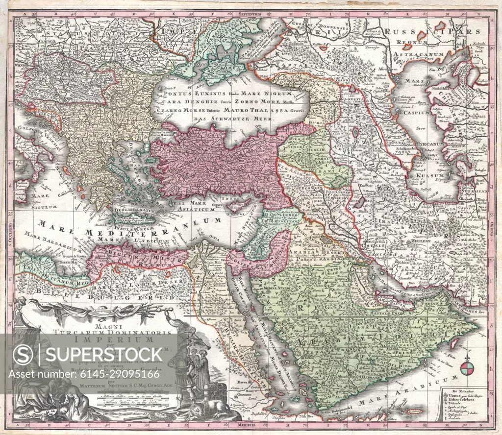 1730 Seutter Map of Turkey (Ottoman Empire), Persia and Arabia