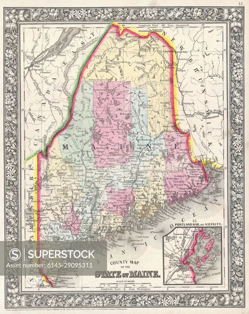 1864 Mitchell Map of Maine
