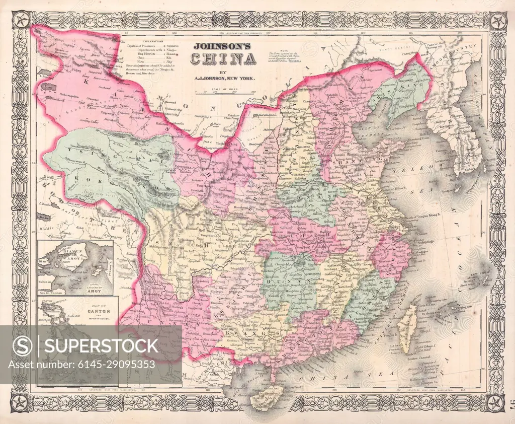 1865 Johnson Map of China Taiwan