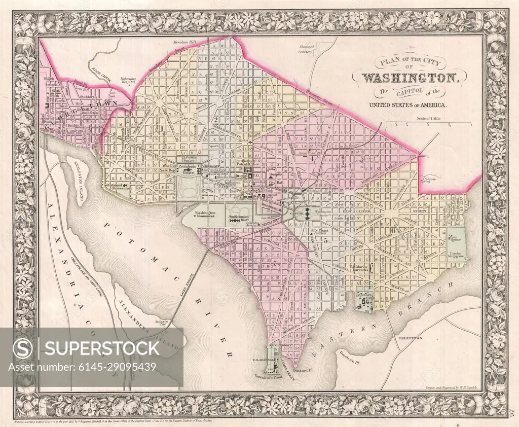 1866 Mitchell Map of Washington D.C.