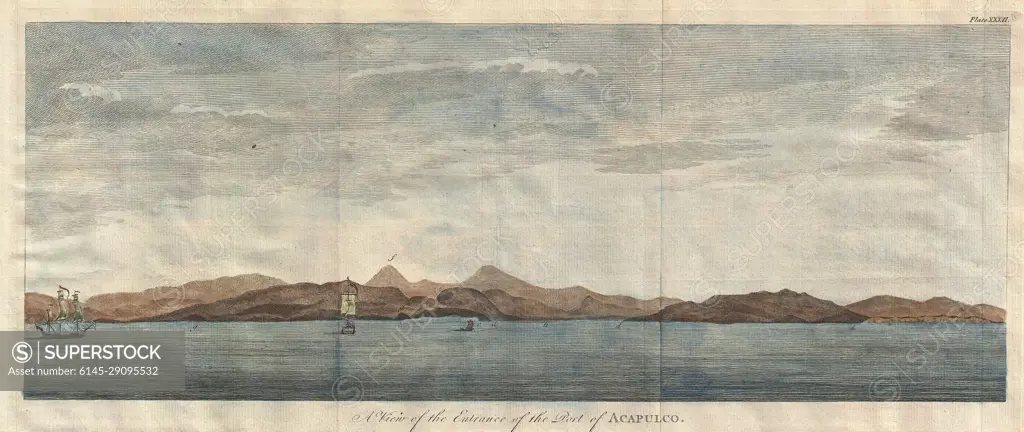 1745 Anson View of the Port of Acapulco, Mexico