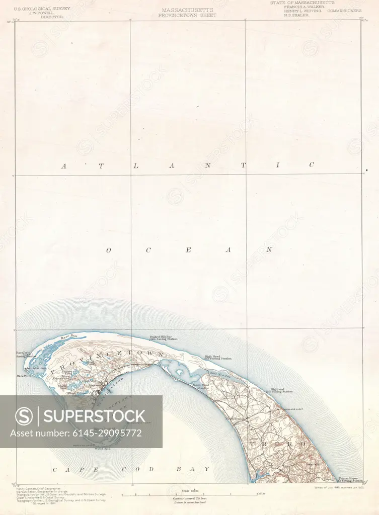 1900 U.S. Geological Survey Map of Provincetown, Cape Cod, Massachusetts