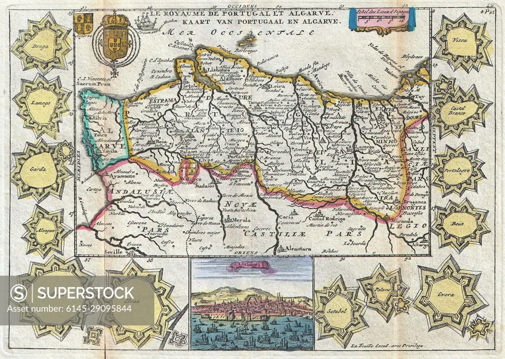 1747 La Feuille Map of Portugal