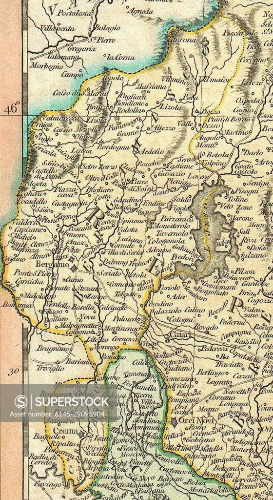 John Cary 1799 map of the territory of Bergamo