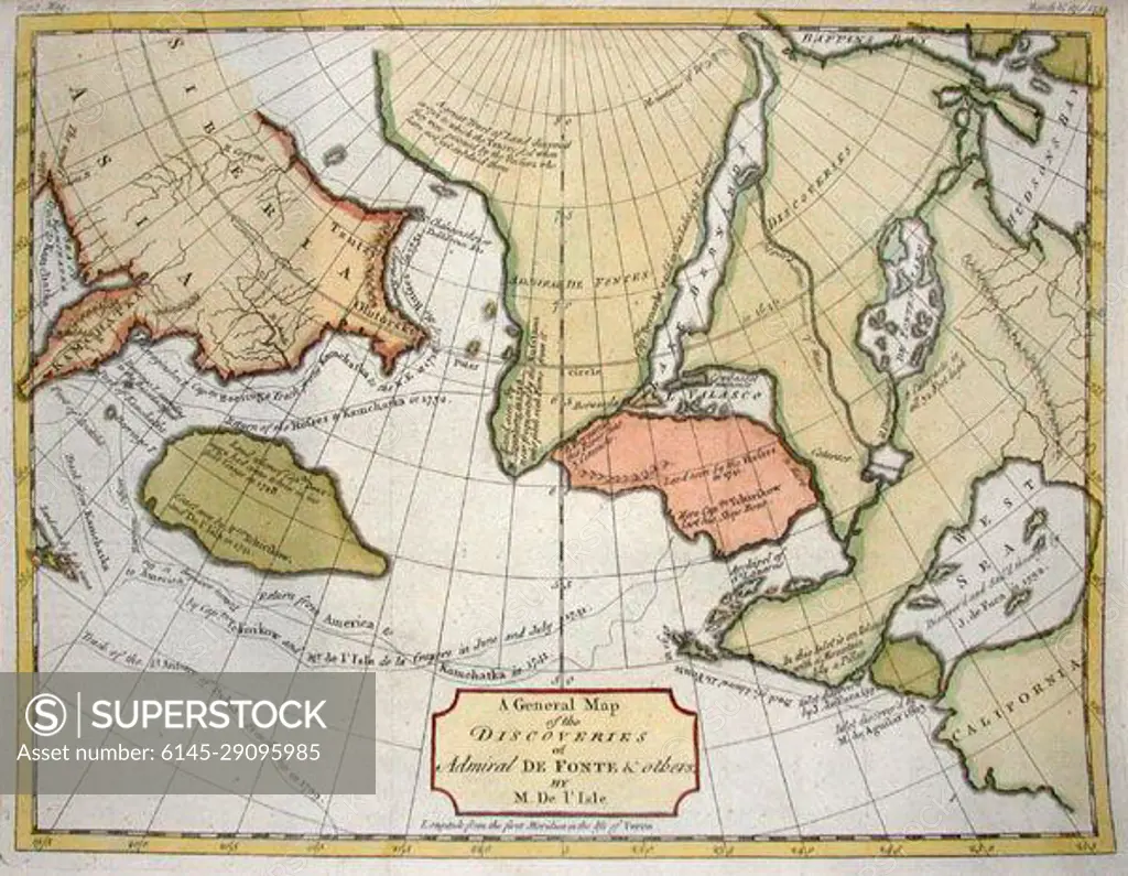 1754 De Fonte Map of the Northwest Passage (America - Asia - Polar)