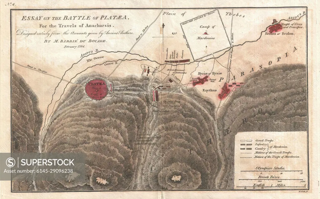 1784 Map of the Battle of Plataea, Greece