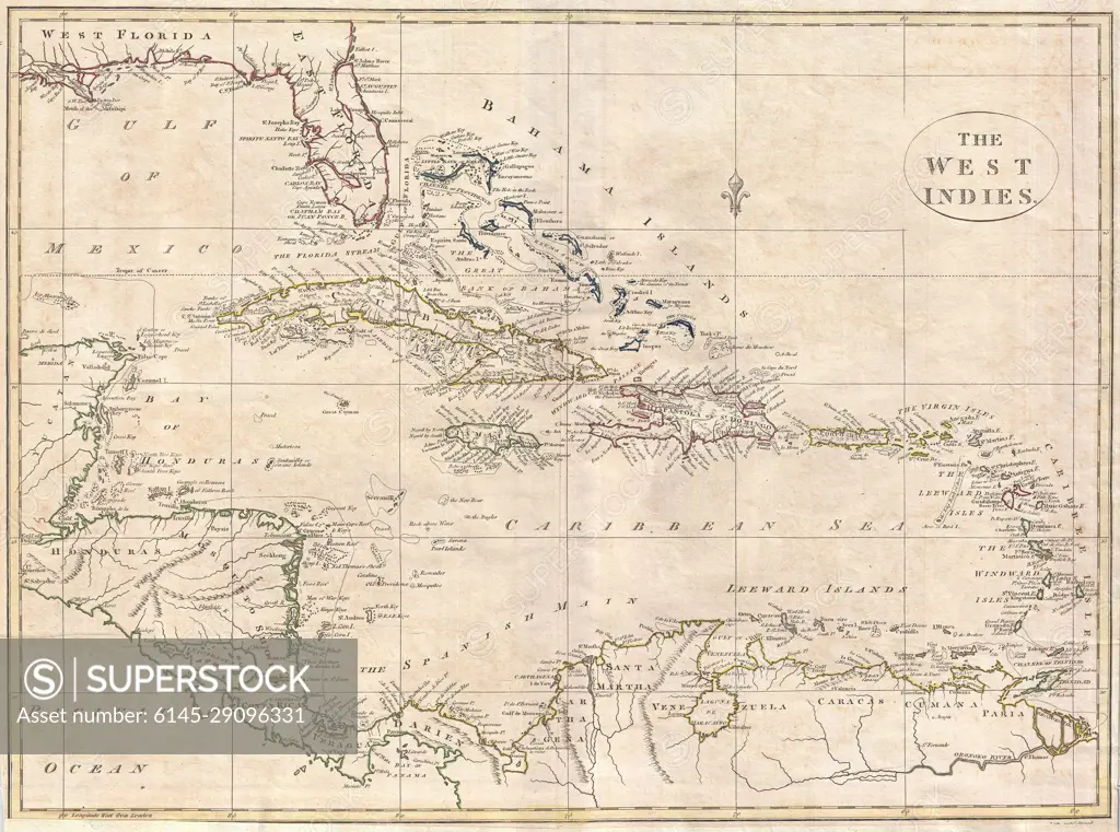 1799 Clement Cruttwell Map of West Indies