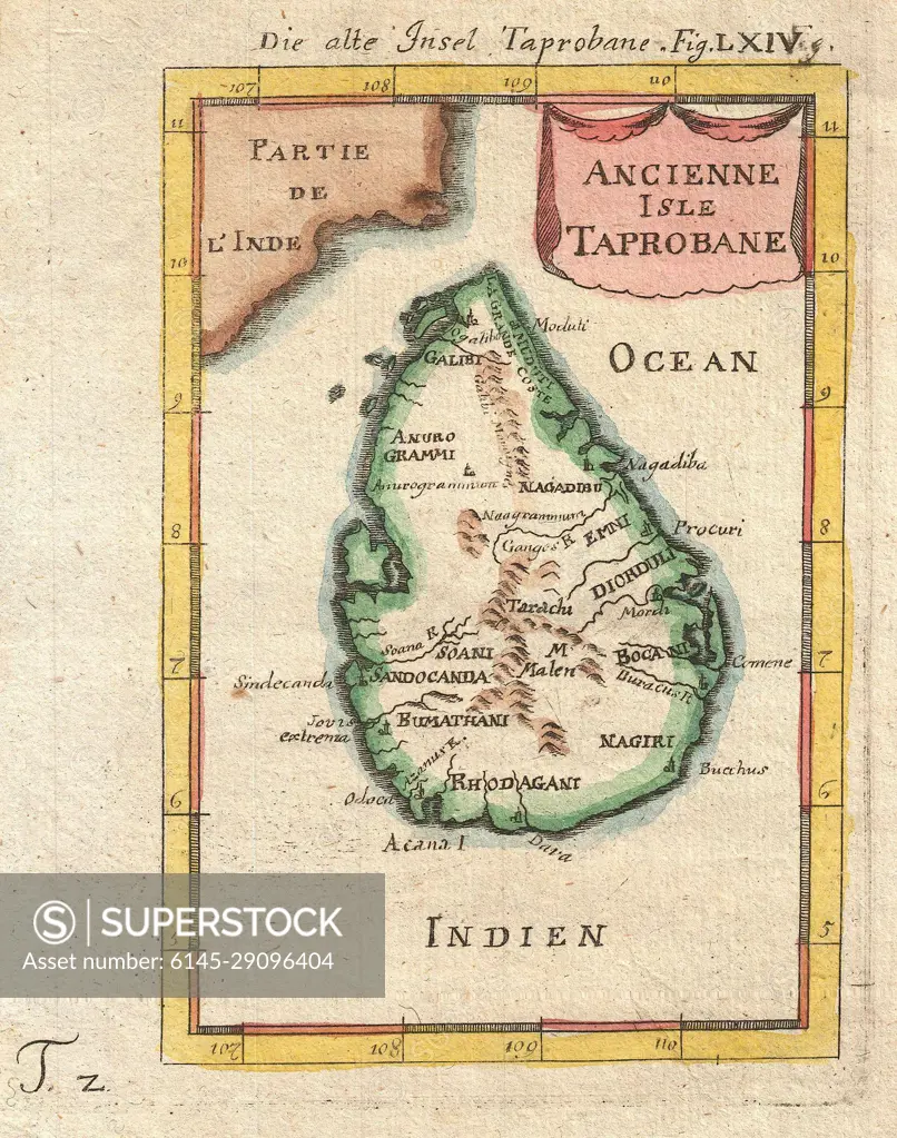 1686 Mallet Map of Ceylon or Sri Lanka (Taprobane)