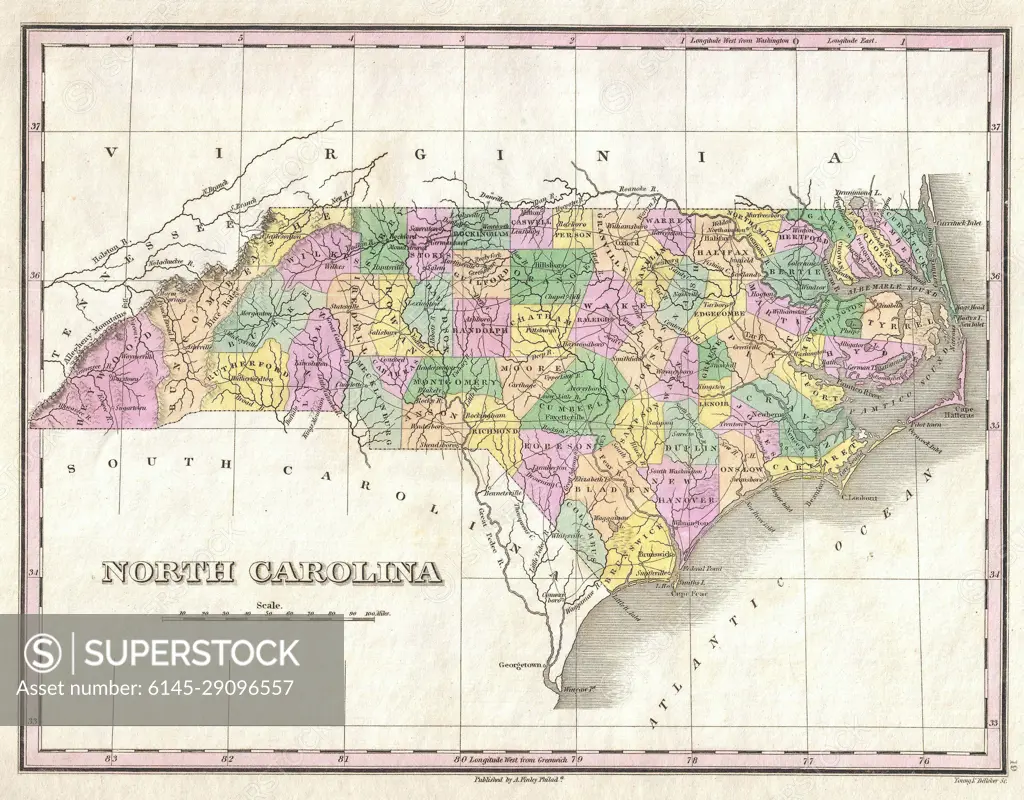 1827 Finley Map of North Carolina