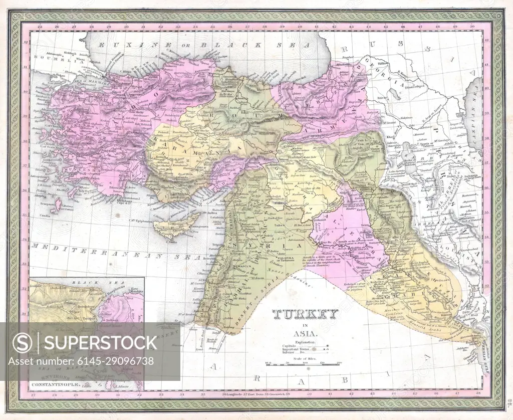 1849 Mitchell Map of Turkey ( Iraq, Syria, Palestine )