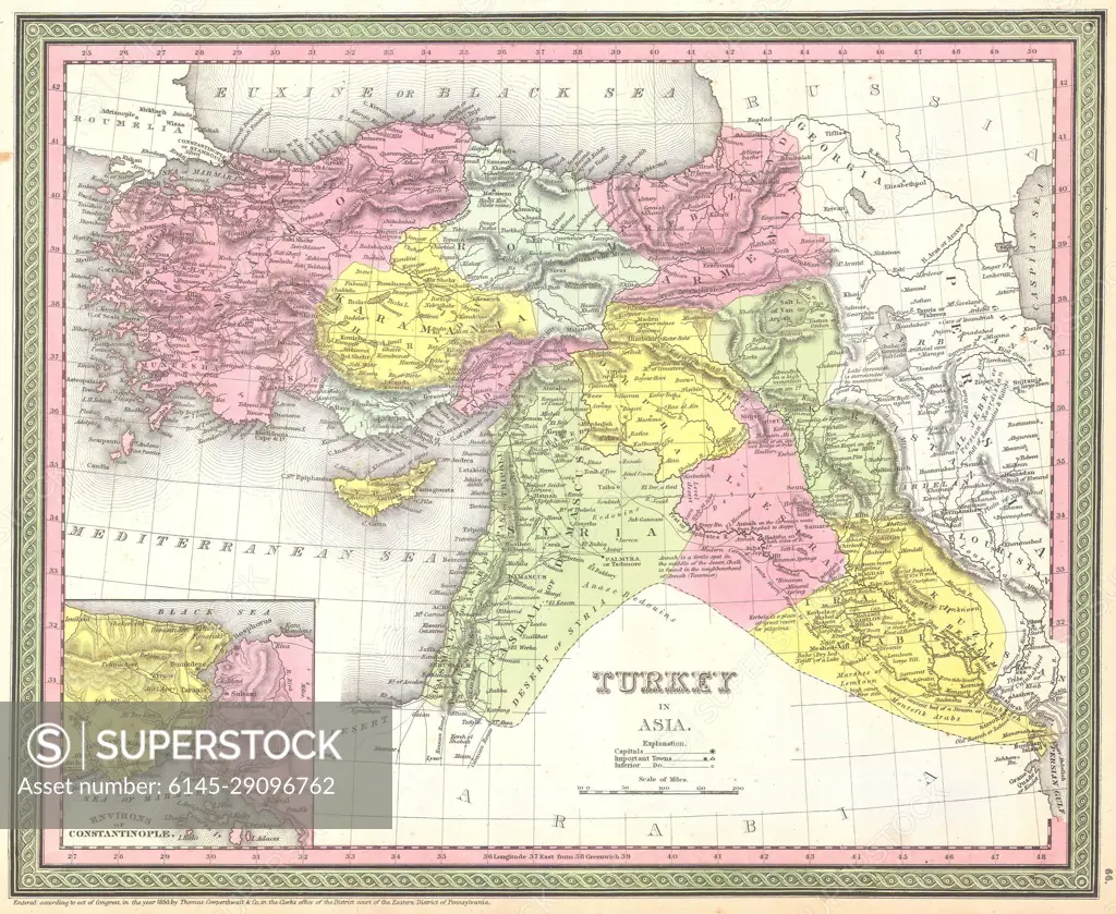 1850 Mitchell - Mitchell Map of Turkey in Asia