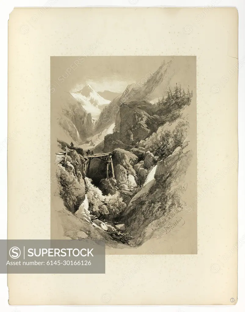 Saint Gothard, W Wasen, from Picturesque Selections 1860 England. Lithograph on paper . James Duffield Harding