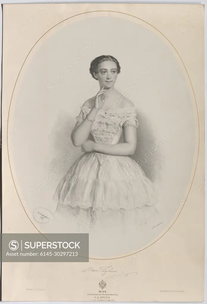 Marie Taglioni, Ballerina Maria Taglioni, Josef Kriehuber , lithographer, Johann Rauh , printer