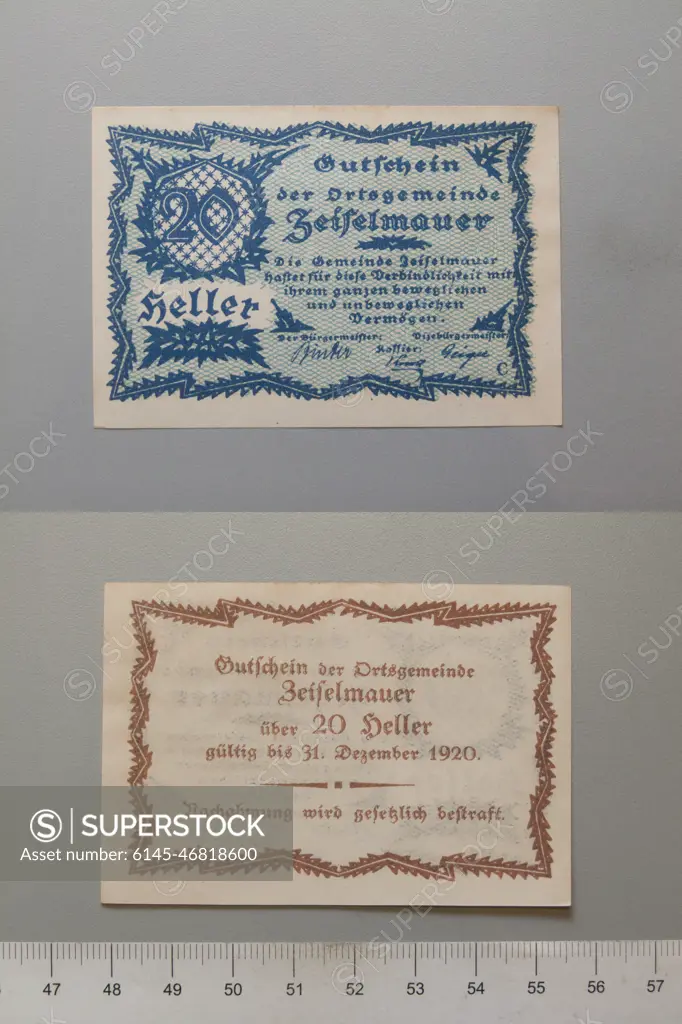 20 Heller from Zeiselmauer,Notgeld.  Mint: Zeiselmauer