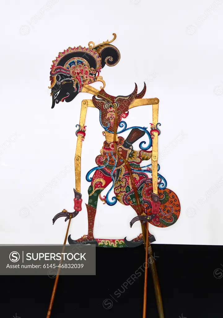Shadow Puppet (Wayang Kulit) of Yudistira orPutadewa.   Maker: Ki Enthus Susmono, Indonesian, 1966-2018