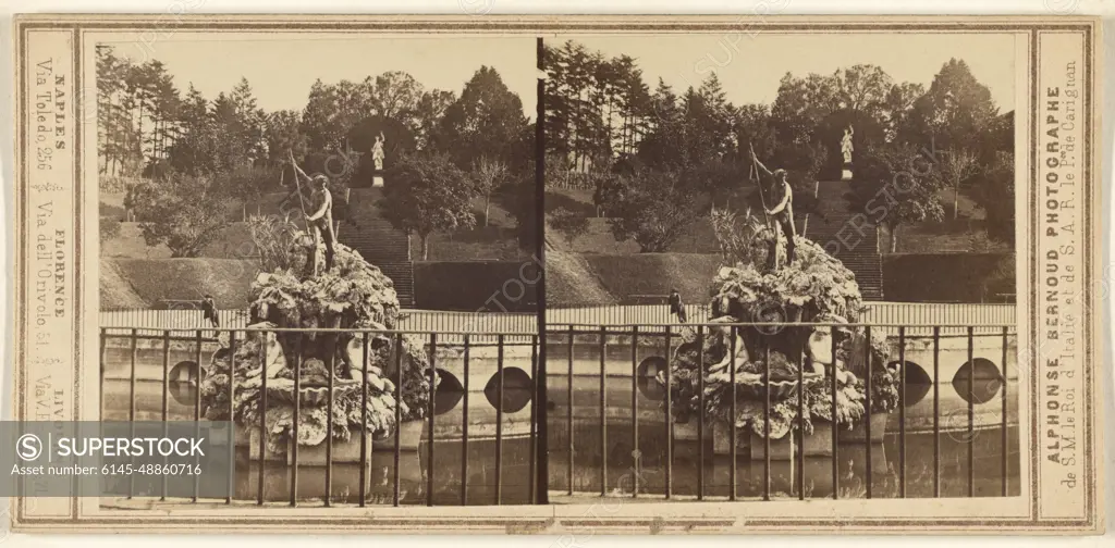 Fountain in the Boboli Gardens, Florence. Alphonse Bernoud (Italian, 1820 - 1889)