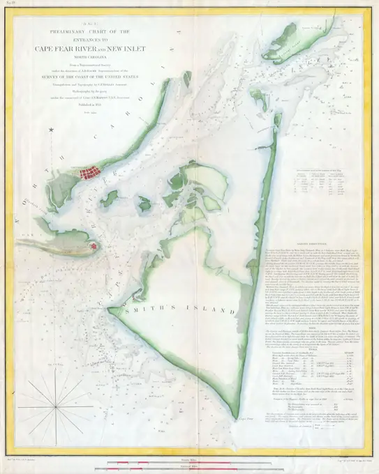 1853 U.S.C.S. Map of Cape Fear, North Carolina