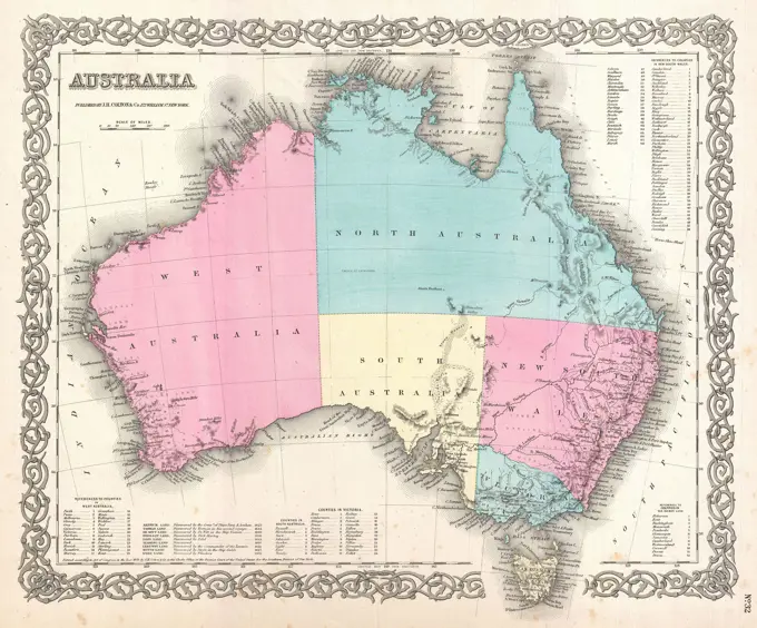 1855 Colton Map of Australia