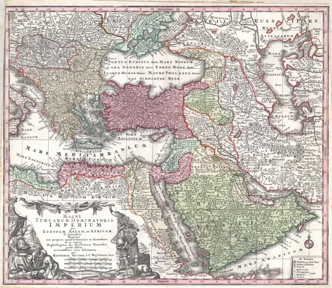 1730 Seutter Map of Turkey (Ottoman Empire), Persia and Arabia