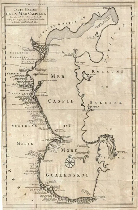 1730 Van Verden Map of the Caspian Sea