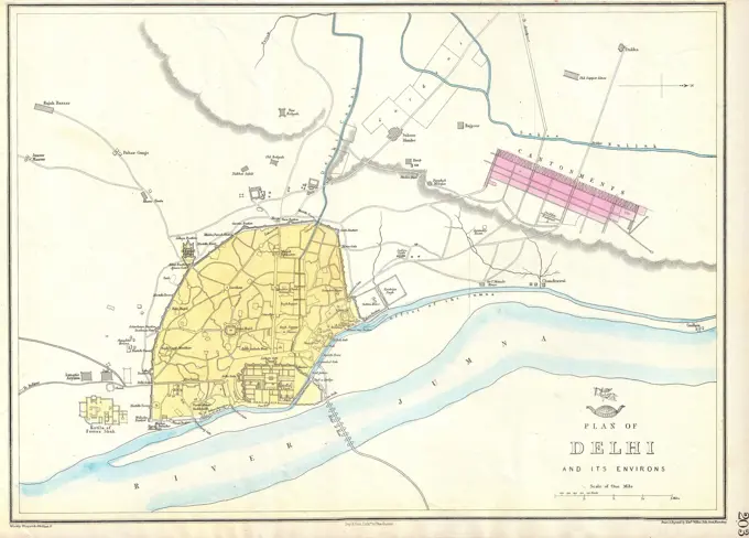 1863 Dispatch Atlas Map of Delhi, India