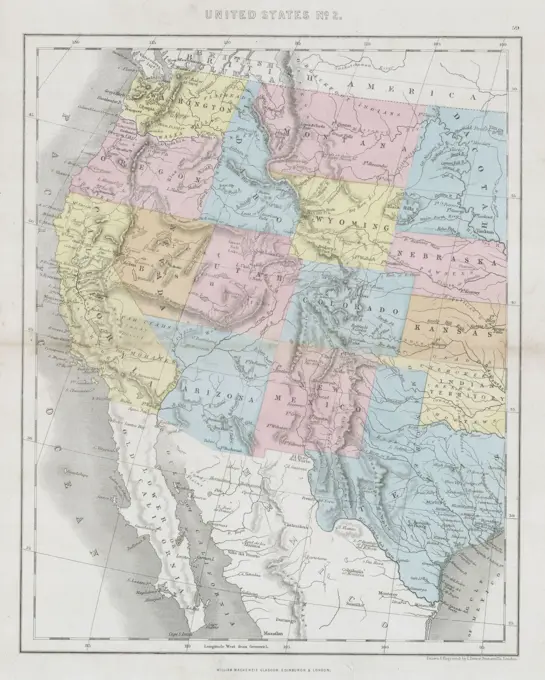 1864 Dower Map of the Western United States