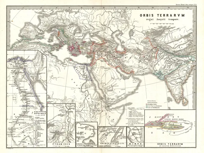 1865 Spruner Map of the World under the Assyrian Empire