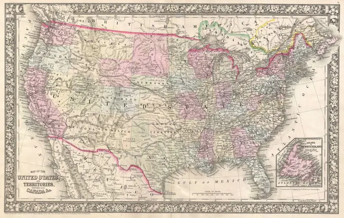 1866 Mitchell Map of the United States