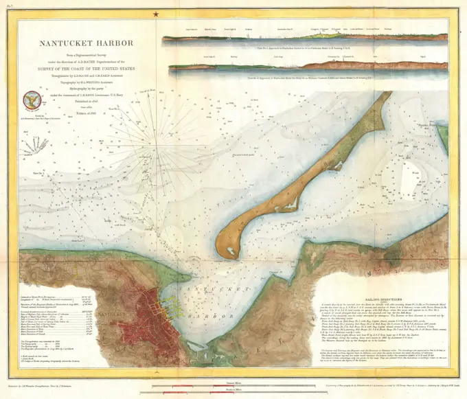 1866 U.S. Coast Survey Map of Nantucket Harbor, Nantucket