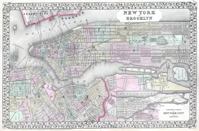 1867 Mitchell Map of New York City, New York