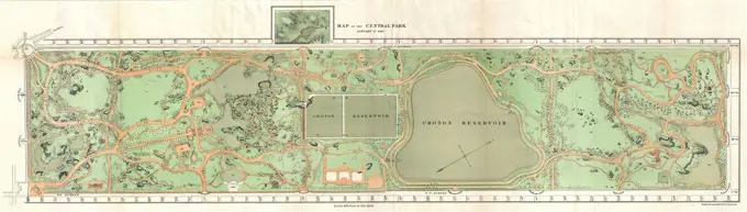 1870 Vaux and Olmstead Map of Central Park, New York City