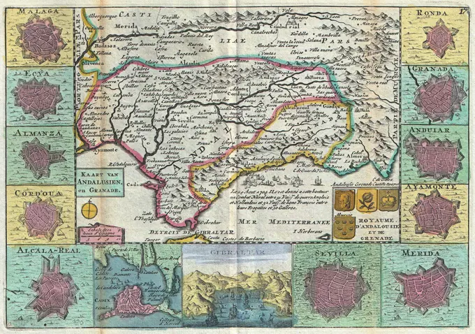 1747 La Feuille Map of Andalusia, Spain (Sevilla)