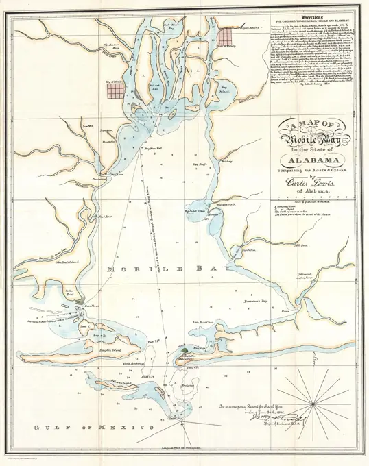 1886 Lewis Map of Mobile Bay, Alabama