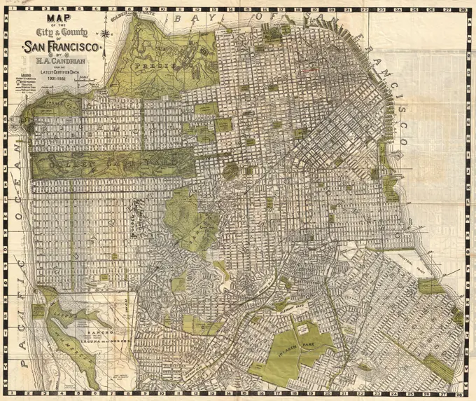 1932 Candrain Map of San Francisco, California
