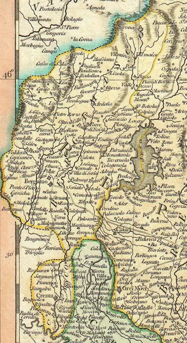 John Cary 1799 map of the territory of Bergamo